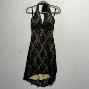 VTG Y2K Ruby Rox Lace Halter Midi Dress Black M